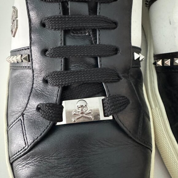 PHILIPP PLEIN Leather Studs Lo-Top sneakers Black, Size 44/ US 11 - Picture 9 of 17